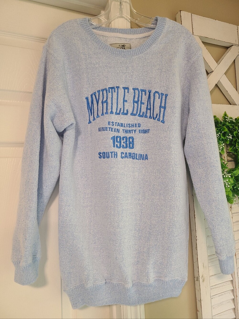 Salty Wave Collection Myrtle Beach Sweatshirt sz L Blue Graphic Pullover SC